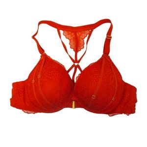 NWOT CACIQUE RED LACE STRAPPY FRONT-CLOSE SMOOTH BOOST PLUNGE BRA sz 42B